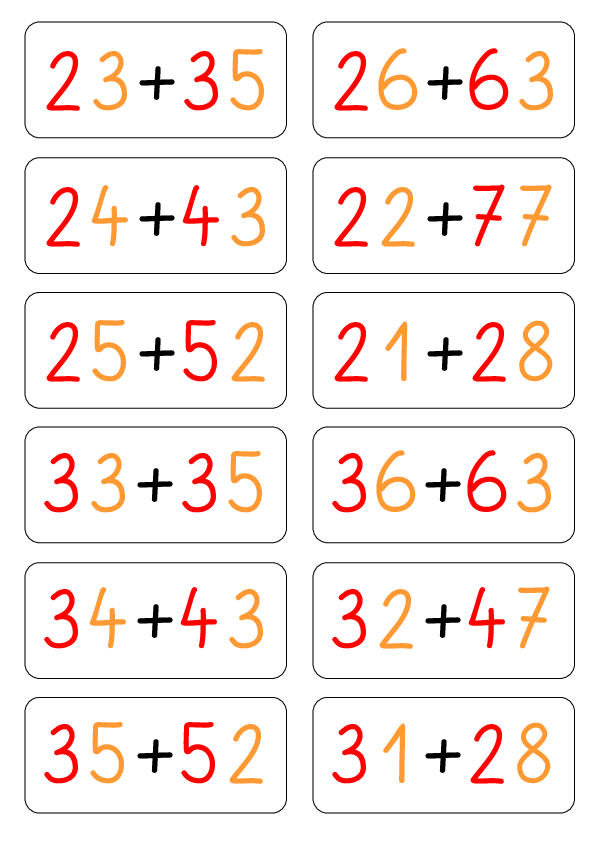 Aufgabenkarten zur Addition